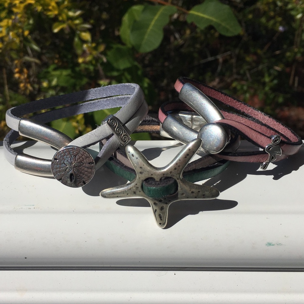 Coastal inspired leather bracelets